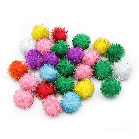 Creativity Street Glitter Pom Pons, Assorted Colors, 33 mm, PK40 PAC81533